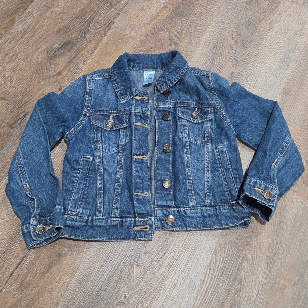 Carters Kid Girls Denim Jacket Medium Wash Blue Cotton Size 5 5A 3P722510